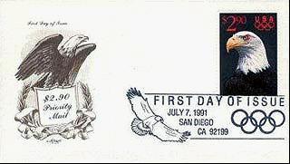 美国邮政发行的奥运会吉祥物邮票