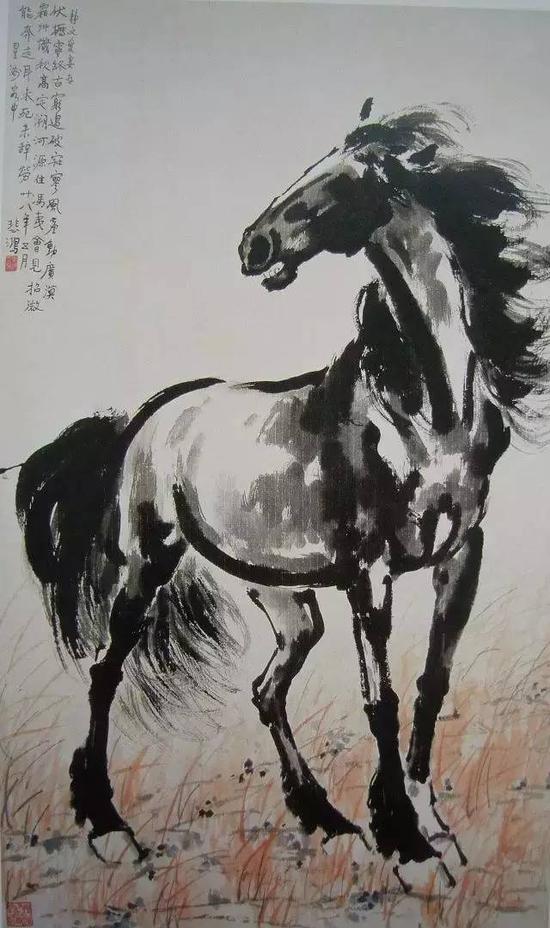 王健林收藏的著名国画徐悲鸿《立马》