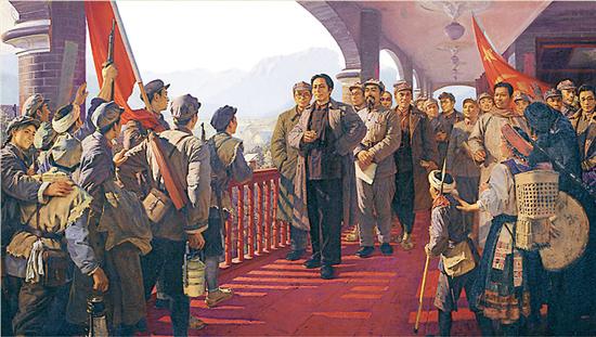 油画《遵义会议》，388×223厘米，1977年，彭彬绘