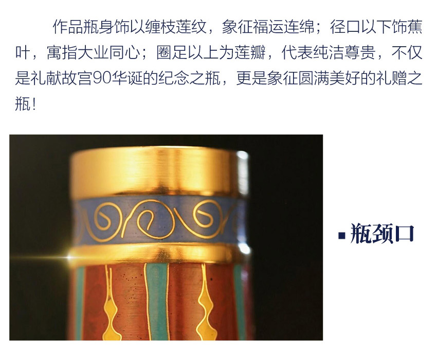 张同禄故宫传世六珍之缠枝莲纹直颈瓶细节描述图