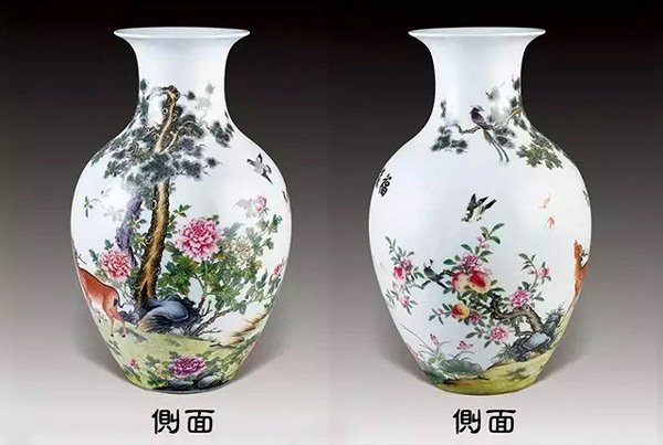 福禄万代珐琅彩莲子瓶侧面图案
