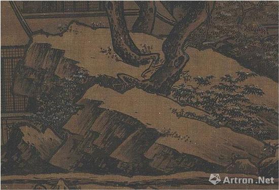刘松年《四景山水图》“冬景”中的岩崖