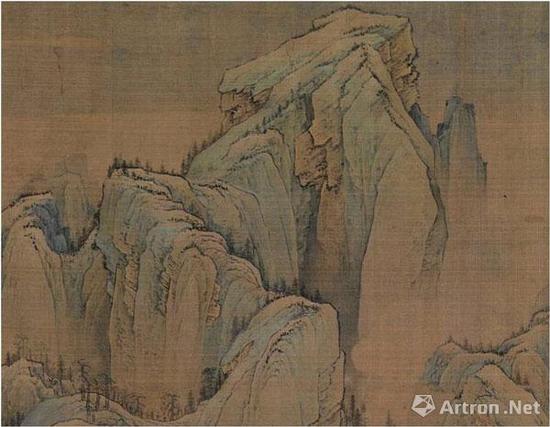 赵伯驹《江山秋色图》对山石的统染