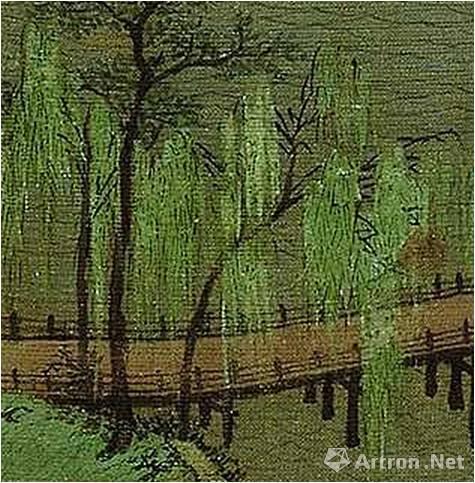 《千里江山图》笔色互用的柳树画法