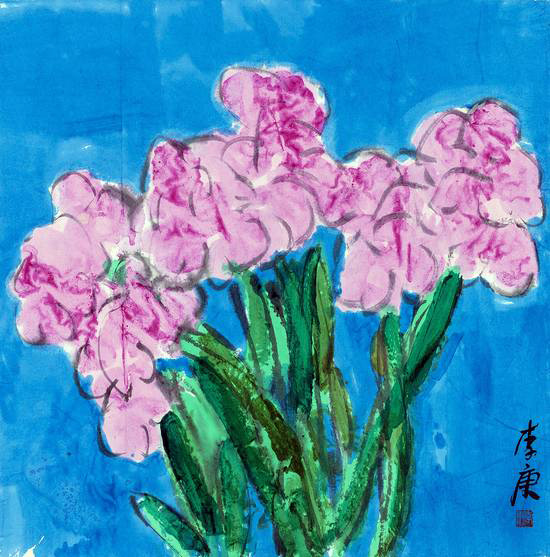 李庚书画作品 花卉写生之四 Flower 04 96×96CM纸本综合2016年