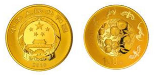 克圆形精制金质纪念币正面图案和背面图案