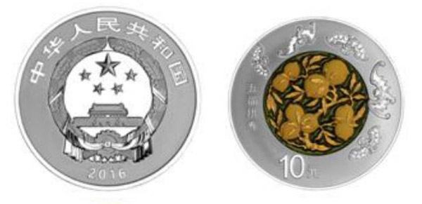 30克圆形精制银质纪念币正面图案和背面图案