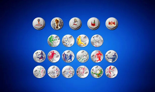 2018年俄罗斯FIFA世界杯官方纪念章金银大全细节