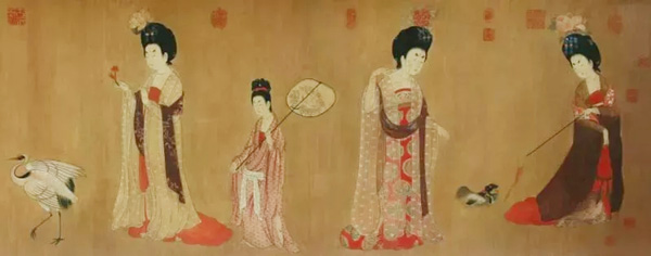唐代周昉：工笔《簪花仕女图》(局部)现藏于辽宁省博物馆