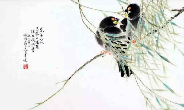 徐仲南粉彩花鸟瓷板2012年北京万隆以57.5万元拍卖成交，尺寸25×37厘米
