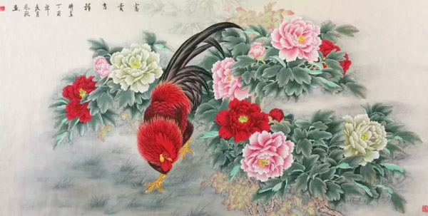 徐凤秋国画作品《富贵吉祥》，约172×88cm，13.6平尺