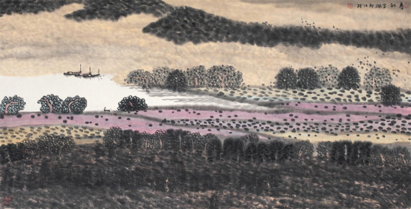 画家邱汉桥作品《春到金湖》