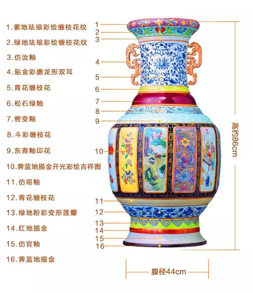 中华瓷王瓶细节图