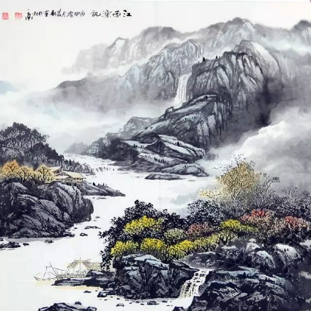 作品名称：江南渔汛，作品类型：国画，作品规格：69×69cm，创作年份：2016