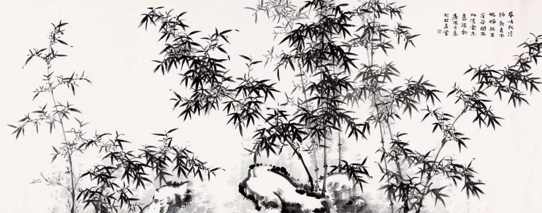 霍春阳国画《《墨竹》成交价格：RMB 3,680,000 尺寸：144×366cm